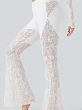 HALARA White Lace Flare Pants NWT